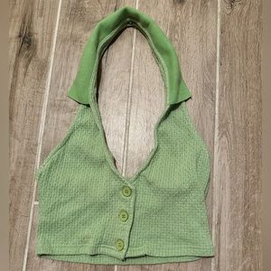 green collared halter top